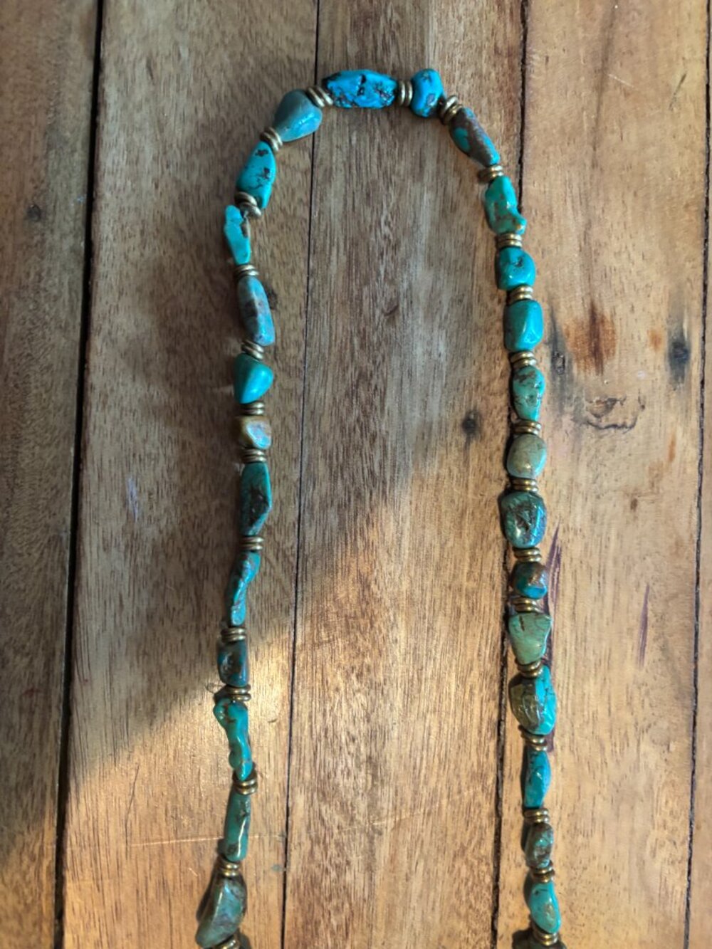 Chunky Turquoise-Look Nugget Necklace - 34in Long Layer - Mixed Tones